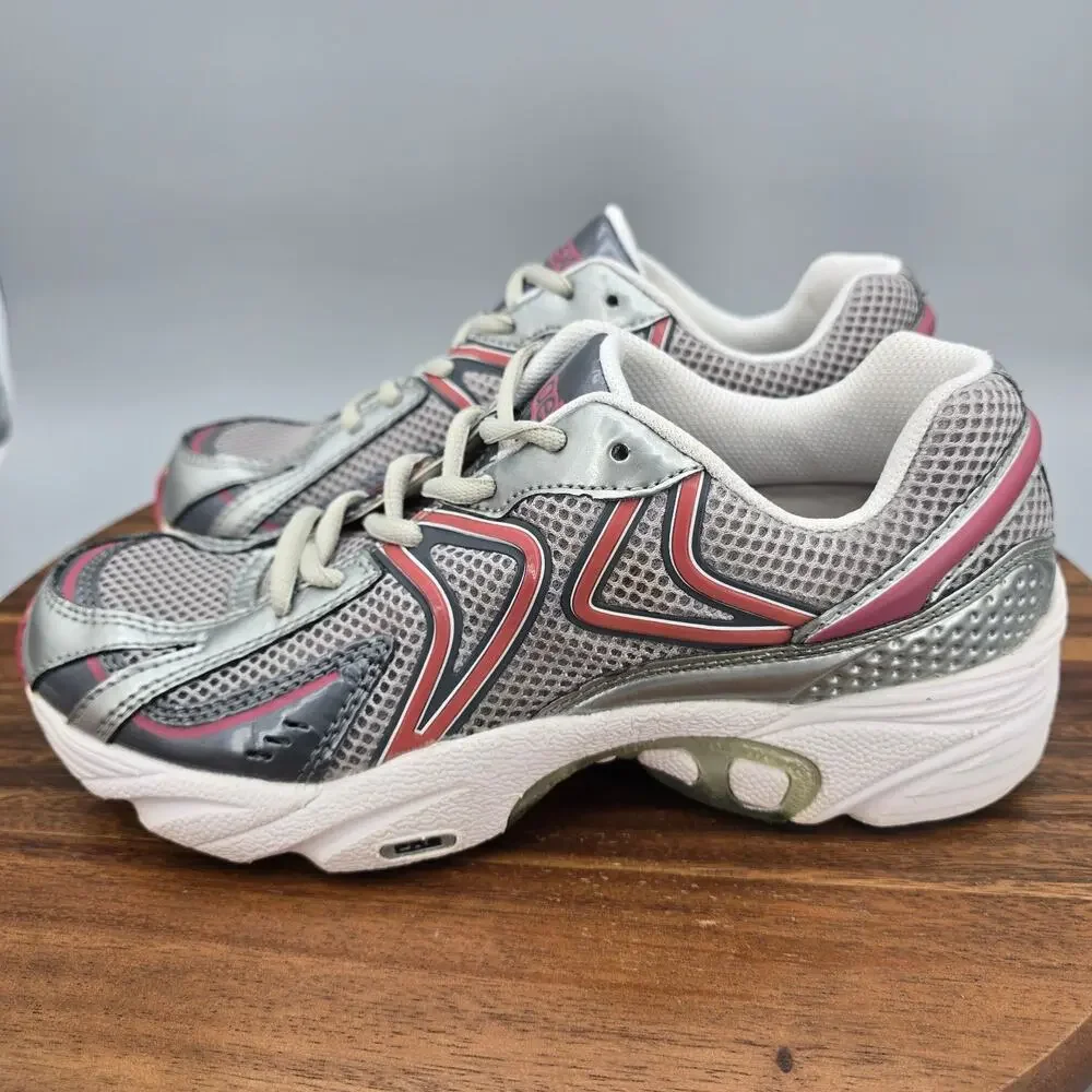 Aetrex Zoom Runner Shoes Womens 8.5 M Silver Cranberry Pink Orthotic Sneakers